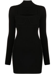 Monse robe nervurée à coupe mi-longue - Noir