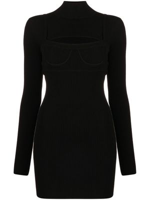 Monse robe nervurée à coupe mi-longue - Noir