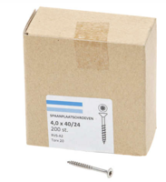 Hoenderdaal Fasteners Hoenderdaal spaanplaatschroef rvs-a2 platkop deeldraad torx tx20 4.0x40/24 | 200 stuks - 0206.30.25601
