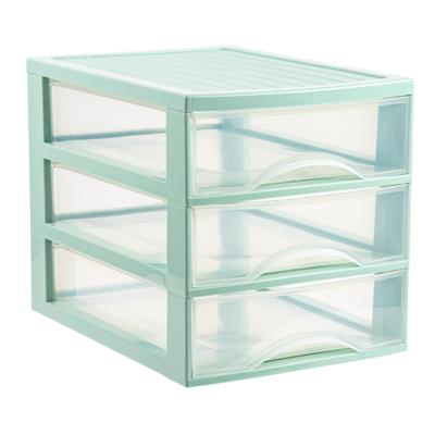 Ladekastje bureau organizer - 3 lades - groen/transparant - L26 x B35 x H27 cm - kunststof