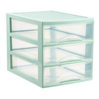 Ladekastje bureau organizer - 3 lades - groen/transparant - L26 x B35 x H27 cm - kunststof