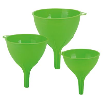 Trechter set - 3-delig - groen - kunststof - dia 10/12/15 cm - keuken benodigdheden