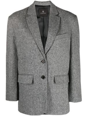 ANINE BING blazer boutonné à motif de chevrons - Noir