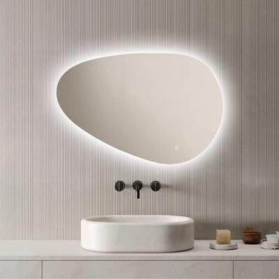 LoXa - Badkamerspiegel Venus met LED 90x60cm - Organisch Design - Randverlichting - Dimbaar - Anti-condens - Geheugenfunctie - Touchbediening - Energiezuinig