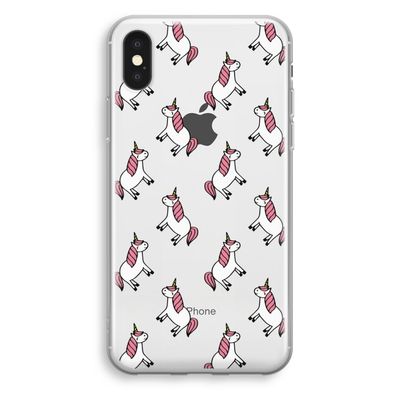 Eenhoorns overal: iPhone X Transparant Hoesje