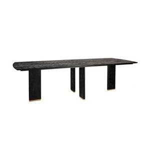 PTMD Liber Black Mango Wood Dining Table 240cm Gold Leg