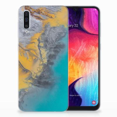 Samsung Galaxy A50 | TPU | Siliconen hoesje | Marble Blue Gold