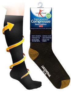 Lucovitaal Koper compressie steunsok maat 36-41 zwart (6 Paar)