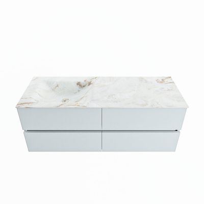 MONDIAZ VICA-DLUX 130cm badmeubel onderkast Clay 4 lades. Inbouw wastafel CLOUD links zonder kraangat, kleur Frappe.