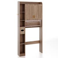 Toiletkast Vrijstaande Badkamerkast Bovenkast voor Badkamer en Wasruimte Badkamerrek van Hout Grijs