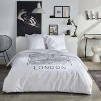 Completo letto - TODAY - JAVA - 2 persone - 240x220 cm - Cotone - Stampa Londra - Bianco