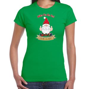 Bellatio Decorations fout kersttrui t-shirt dames - Kado Gnoom - groen - Kerst kabouter 2XL  -