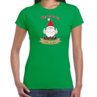 Bellatio Decorations fout kersttrui t-shirt dames - Kado Gnoom - groen - Kerst kabouter 2XL  - - thumbnail