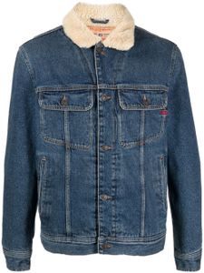 Diesel veste en jean à col en peau lainée - Bleu