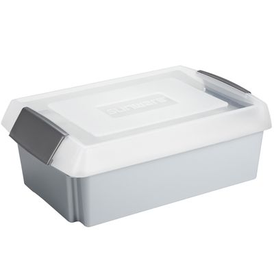 Sunware opslagbox kunststof 30 liter grijs 59 x 39 x 17 cm met extra hoge deksel