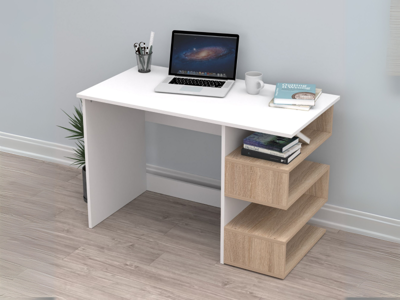 Bureau LEREAL 115 cm wit/sonoma eik