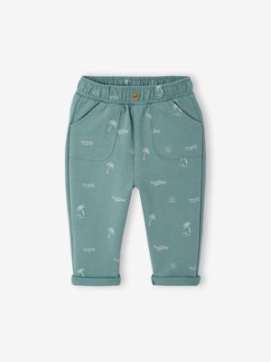 Broek met print van molton baby smaragdgroen