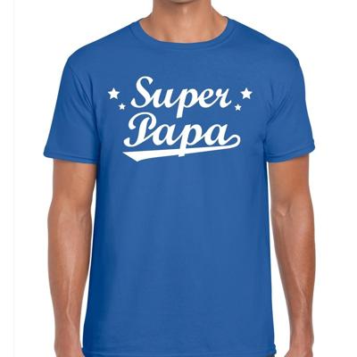Super papa cadeau - t-shirt - blauw - voor heren - vaderdag - verjaardag