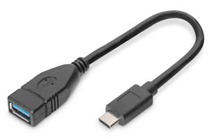 Digitus USB 3.2 Gen 1 (USB 3.0) Adapter [1x USB 3.2 Gen 1 bus A (USB 3.0) - 1x USB 3.2 Gen 1 stekker C (USB 3.0)] AK-300315-001-S Rond, Stekker past op beide
