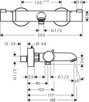 Hansgrohe Ecostat Comfort badkraan thermostatisch met omstel en koppelingen chroom 13114000 - thumbnail