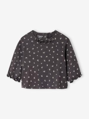 T-shirt blouse model met bloemenprint antraciet