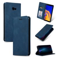 Retro huid voelen Business magnetische horizontale Flip lederen case voor Samsung Galaxy J4 plus 2018 & J4 Prime (marineblauw)