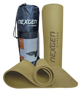 NexGen TPE Yogamat l Fitnessmat l Olive Green l 180 x 61 x 0,8 cm | Incl Draagtas
