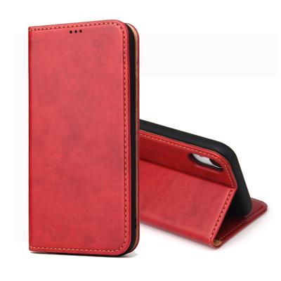 Dermis textuur PU horizontale Flip lederen case voor iPhone XR met houder & kaartsleuven & portemonnee (rood)