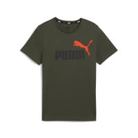 PUMA Essentials+ 2 Logo T-Shirt Kids Olijfgroen Zwart Rood