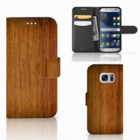 Samsung Galaxy S7 Book Style Case Donker Hout - thumbnail