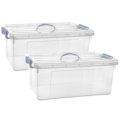 Opslagbox AZUL serie - 2x - met deksel - transparant - 39 liter - 60 x 40 x 25 cm - kunststof