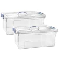 Opslagbox AZUL serie - 2x - met deksel - transparant - 39 liter - 60 x 40 x 25 cm - kunststof