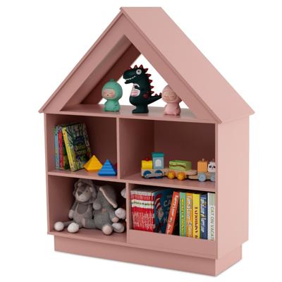 Kinderboekenkast in de Vorm van een Huis Houten Speelgoedopbergmeubel met 5 Vakken Open Displayplank met 3 Niveaus