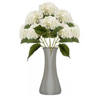 Kunstbloem Hortensia tak - 8x - Annabelle - 52 cm - creme - Kunst zijdebloem - Hydrangea