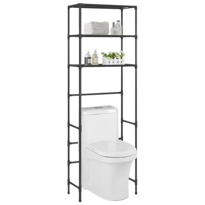 VidaXL Opbergrek voor boven toilet 3-laags 53x28x169 cm zwart