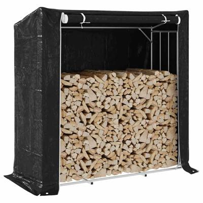 Haardhoutrek met regenhoes 200x80x200 cm gegalvaniseerd staal