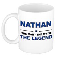 Nathan cadeau mok - man myth legend - naam koffiemok - 300 ml - collega - vaderdag