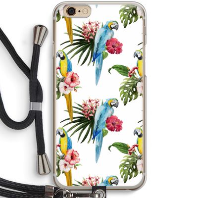 Kleurrijke papegaaien: iPhone 6 / 6S Transparant Hoesje met koord