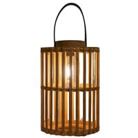 Solar lantaarn - voor buiten - D20 x H32 cm - bamboe hout - tafellamp - thumbnail