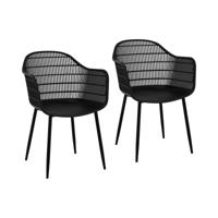 Stoel - set van 2 - tot 150 kg - zitting 45 x 44 cm - zwart