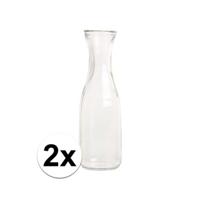Cosy & Trendy Waterkaraf - 2x - transparant - glas - 1 liter - sapkan - 28 cm