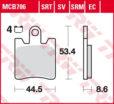 TRW Remblokken, en remschoenen voor de moto, MCB706SRT Sinter road track