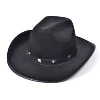Rubies Carnaval verkleed hoed voor een cowboy - met studs - zwart - polyester - heren/dames   -