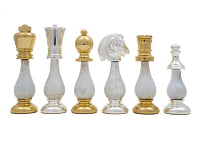 De San Severeo 24 karaat gouden en 990 zilver vergulde 10 cm schaakstukken