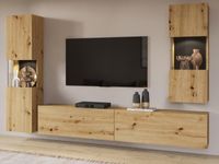Tv-meubel set AVATAR 4 deuren artisan eik met led - thumbnail