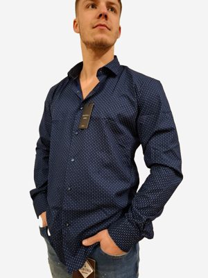 Napoli Uomo - Overhemd Heren - Blauw - Print - Italianstyle