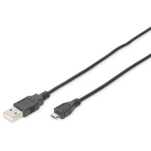 Digitus USB-kabel USB 2.0 USB-A stekker, USB-micro-B stekker 1.00 m Zwart Rond, Afgeschermd (dubbel) DB-300127-010-S