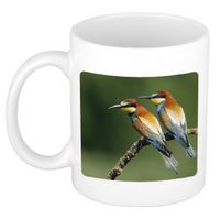 Dieren foto mok bijeneter vogel - vogels beker wit 300 ml - thumbnail