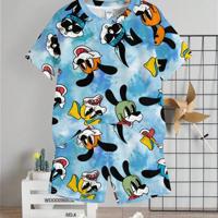 Boys' Cartoon Bear Print Short Sleeve Shirt and Shorts Set Multicolor-6 / 4Y