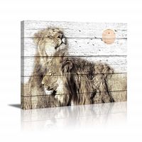 Schilderij - Leeuwenkoppel op canvas, 80x60 - thumbnail